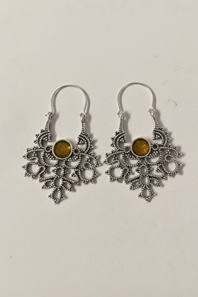 Clandestino Ethnic Patterned Sun Figured Bohemian Earrings Silver