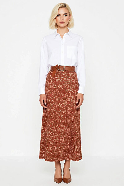 BENERLY Women's Polka Dot Patterned Maxi Length Woven Skirt High Waist A-Line...