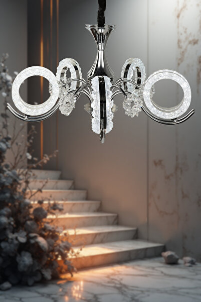 Begüsa Karel Ledli 5.Li Avize Krom Kaplama