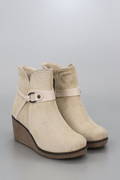 kajal ayakkabı Btdl02 Belt Detail Wedge Heel Boots