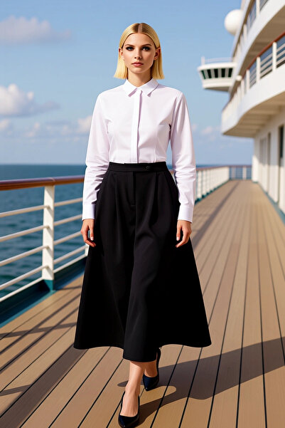 BENERLY Fusta maxi de damă cu talie înaltă, din țesătură simplă, funcțională,...