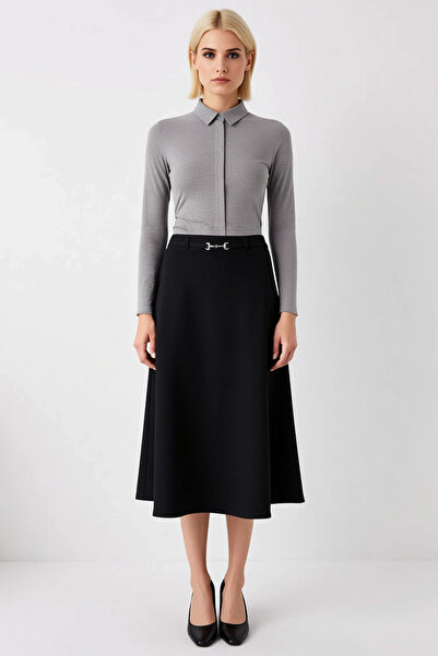 BENERLY Women's Straight Fit 100% Cotton Maxi Denim Skirt Functional Durable ...