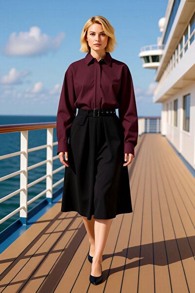 BENERLY Γυναικεία φούστα μίντι με τσέπη, λεπτομερής λεπτομέρεια από γκαμπαρντ...