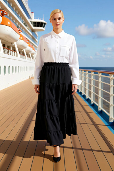 BENERLY Women's Maxi Skirt Regular Waist Elastic Waist Aerobin Fabric Functio...