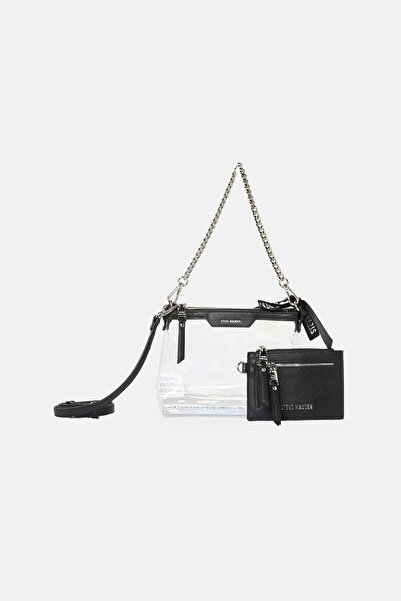 Steve Madden Women Brand Logo Satchel Bag With Card Wallet, Black