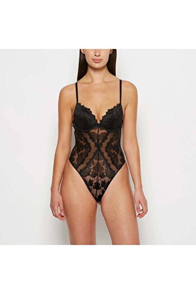 La senza بدلة جسم طويلة باللون الأسود