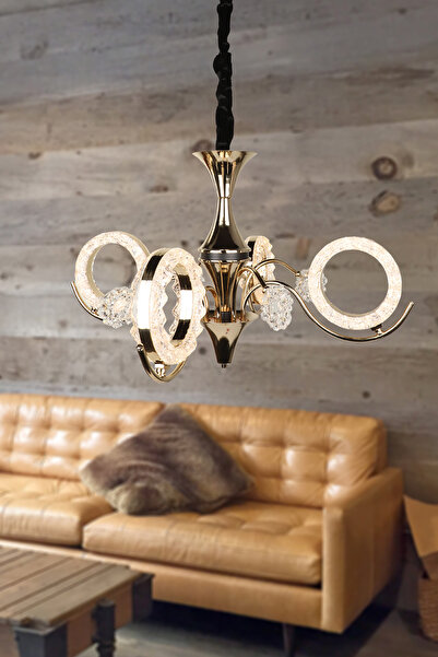 Begüsa Karel Ledli 4.Lü Avize Gold Kaplama