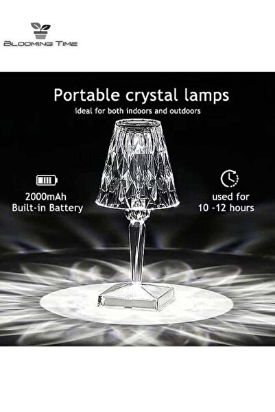 BLOOMING TIME Crystal Touch Control Small Table Lamp-3 Color Changing Decorative Lighting Led Atmosphere Desk Ligh