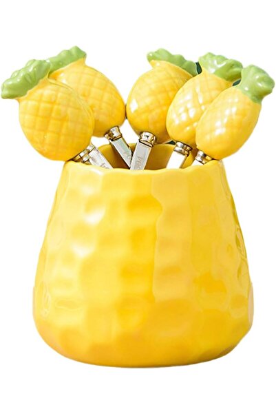 COOYA Fruit Forks, Dessert Forks, Household Stainless Steel Storage Jar Set, Safe and Cute Fruit Sticks, F