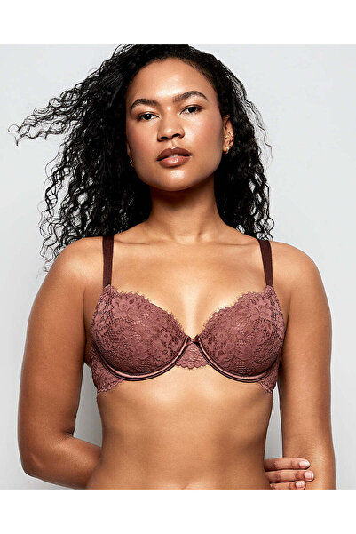 La senza حمالة صدر دانتيل مبطنة بشكل خفيف لتغطية كاملة باللون الأرزي الباهت