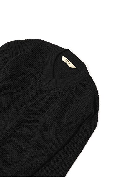 no7man Evolan black v-neck double loose sweater