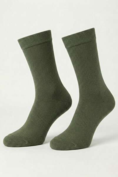 ALLUNIQUE Premium Tencel Yumuşak Dokulu Dikişsiz Haki Soket Çorap