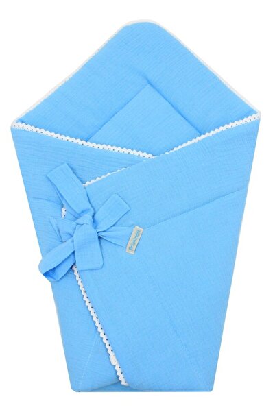 PRICHINDEL Multifunctional baby wrap with lace, muslin, turquoise, 80 x 75 cm