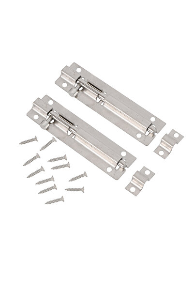 Lawazim قفل مزلاج منزلق مكون من قطعتين ومسمار أسطواني غير لامع مقاس 4 بوصات