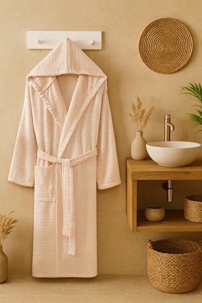 sternen glanz New Nature Cotton Hooded Bathrobe with Pockets Plus Size