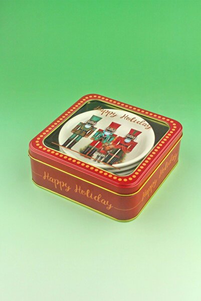 Bursa Porselen Dekor Nutcrackers 4-Piece Porcelain Snack Bowl Metal Christmas Gift Boxed