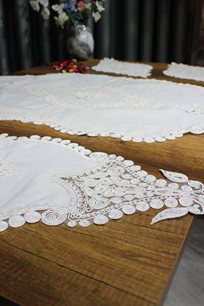 bursa çeyiz Gerdan Linen 5 Piece Salon Set Cream