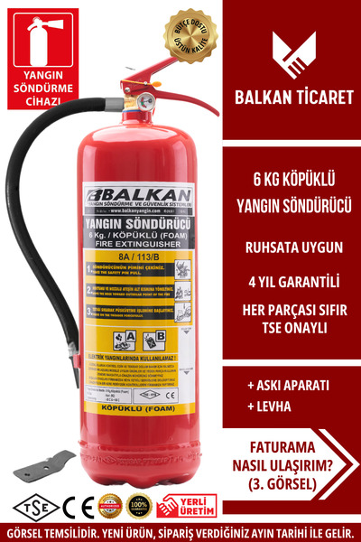 Balkan Ticaret 6KG YANGIN TÜPÜ KÖPÜKLÜ ASKI APARATI LEVHA TSE HYB CE BELGELİ ...