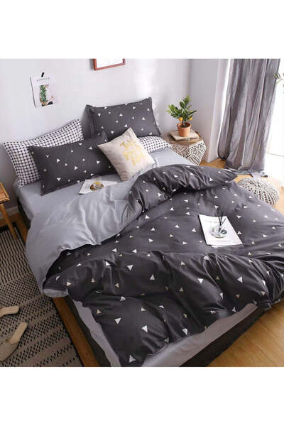 trendyhome Satin Cotton Bedding 4-Piece Set – Elegant, Grey (A 50-683)