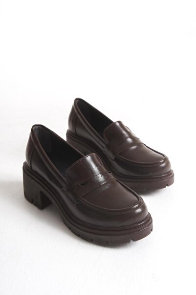 kajal ayakkabı Jvl 025 Classic Thick Heeled Loafer