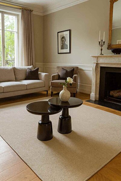 Simillo Home&Living Doğal Masif Yan Sehpa – 2’li Ahşap Zigon Takım - Siyah Renk