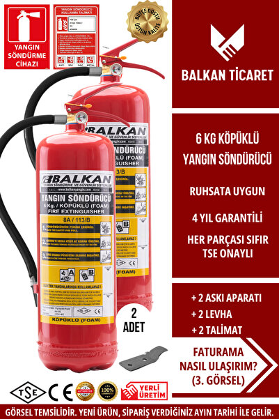 Balkan Ticaret 6KG YANGIN TÜPÜ KÖPÜKLÜ 2 ADET ASKI APARATI LEVHA TALİMAT TSE ...