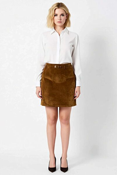 BENERLY Women's Straight Cut Mini Skirt 100% Cotton Rigid Denim Functional Du...