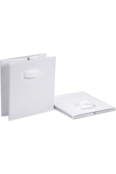 Amazon basics Collapsible Fabric Storage Cubes with Handles, Pack of 6, Solid White, 33x33x33 cm