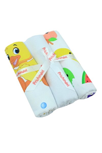 PRICHINDEL Set de 3 scutece din pânză, flanel de bumbac, Fructe și Rațe, mult...