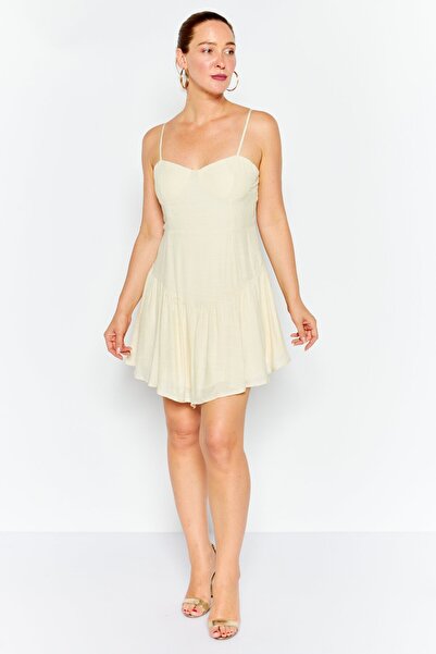 Ei8th Hour Women Solid Mini Casual Dress, Ivory