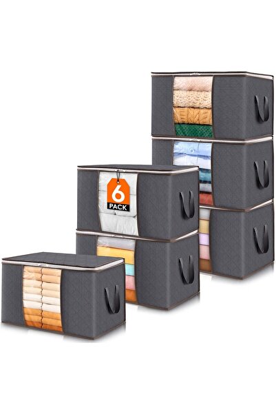 Lifewit 60L Foldable Clothes Storage Bag with Clear Window, Grey