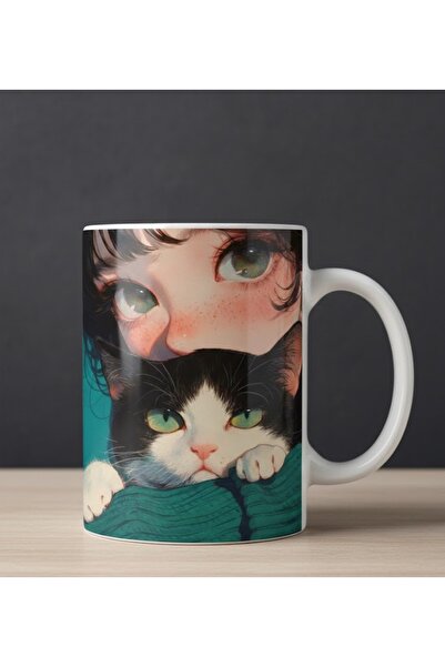 sartre art كوب بورسلين هدية بتصميم "تيكر كات"