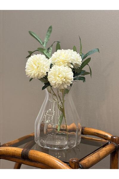 Miko Home & Garden Şeffaf Dekoratif Cam Vazo – 21 cm Modern Form Çiçek Vazosu