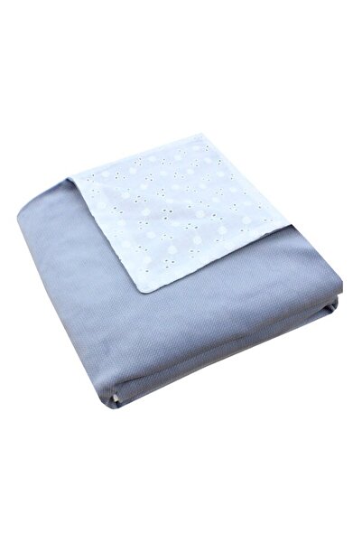 PRICHINDEL Velvet Deluxe Baby Blanket, reverse embroidered muslin, gray, 80 x 100 cm