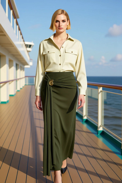 BENERLY Women's Maxi Skirt Bodycon Fit Sandy Woven 96% Polyester 4% Elastane ...