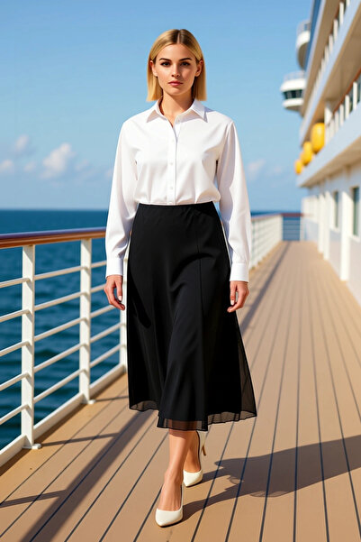 BENERLY Kadın A line Kalıp Tül Maxi Etek Normal Bel Lastikli Fonksiyonel Daya...