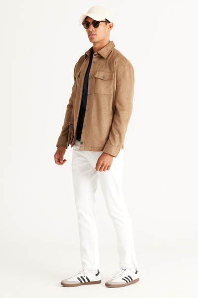 ALTINYILDIZ CLASSICS Beige Standard Fit Regular Cut Shirt Collar Coat
