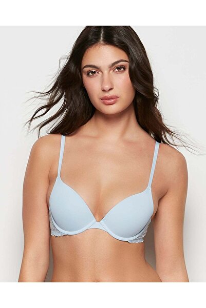 La senza حمالة صدر دافعة مع جناح من الدانتيل باللون الأزرق الباهت