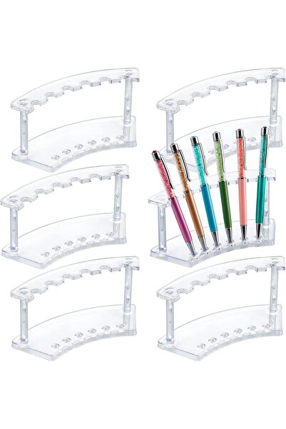 Arabest حامل عرض أقلام مكون من 6 قطع، حامل أقلام بلاستيكي مكون من 6 فتحات، رف...