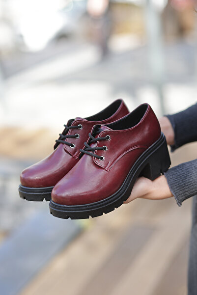 kajal ayakkabı Jvl 023 Lace-Up Thick Heeled Loafer