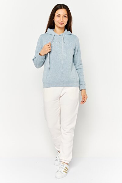 Buzz Women Hooded Embellished Long Sleeves Sweatshirt, Grey