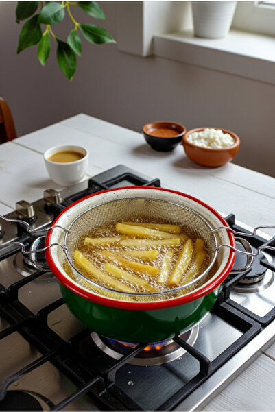 İnci Emaye 26 No. Enamel Cookware & Fryer, Serving, Dining, Camping, Picnic, Dowry