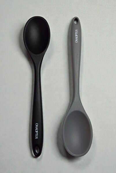 Manosta (2 Pieces) 28 cm Hard Tip Silicone Spoon. Heat-Resistant, Fireproof and Non-Stick. Food Serving Spoon