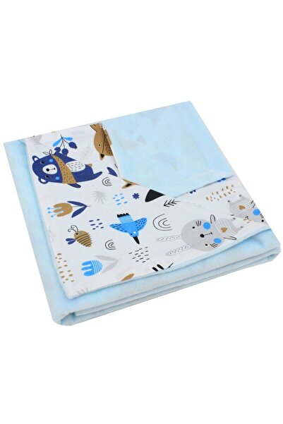 PRICHINDEL Velour blanket with cotton reverse, bear with scarf, blue, 80 x 10...