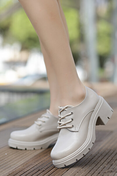 kajal ayakkabı Jvl 023 Lace-Up Thick Heeled Loafer