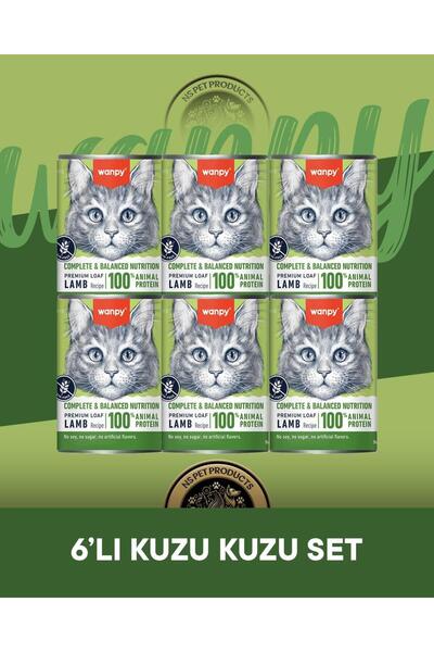 Wanpy Tahılsız %100 Gerçek Et Kuzulu Ezme Kedi Konserve Maması Seti 6x375 gr