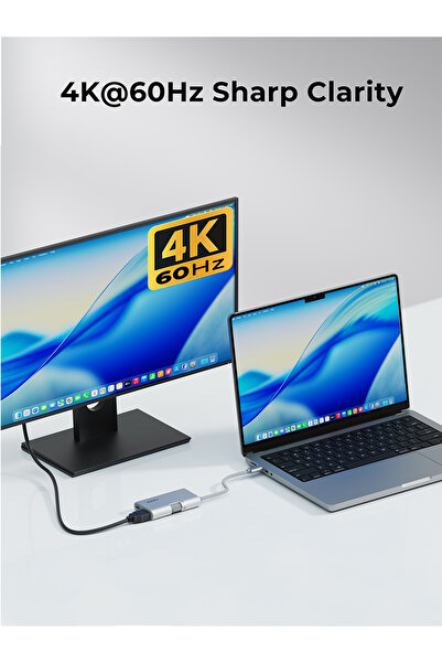 AUKEY UH-CUH01 Silver TravelDok 3-in-1 USB Hub Adapter, 1xHDMI, , 100W PD, 5Gbps, 4K @ 60Hz,