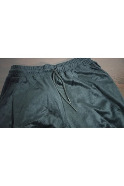 MADAMNİZ Velvet Black Elasticated Sweatpants