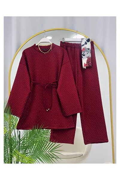 YILMAZBARMAZ Γυναικείο σετ δύο τεμαχίων με πέτρινη κεντητική διακόσμηση