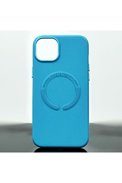 Apple Husa pentru iPhone 14, MagCase, -Leather, Albastra Light